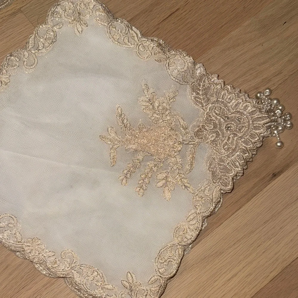 Elegant Cream Lace Table Runner and Doily Set